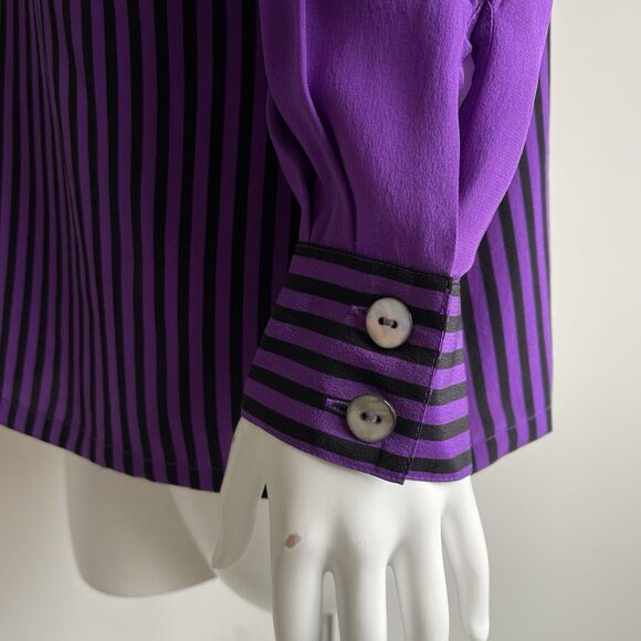 KOOS Of Course 100% Silk Shirt Top Blouse Sz Small Purple Boho Artsy Halloween - Picture 6 of 13